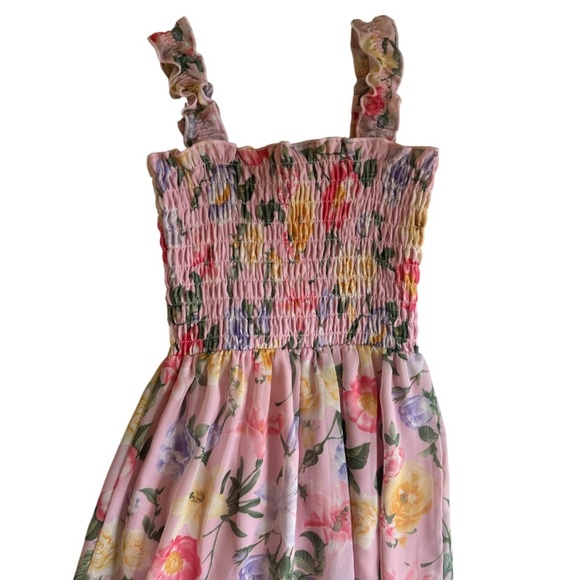 Pink Floral Maxi Beach Sleeveless Vacation Resort Dress Girls Size 8 - Picture 3 of 5